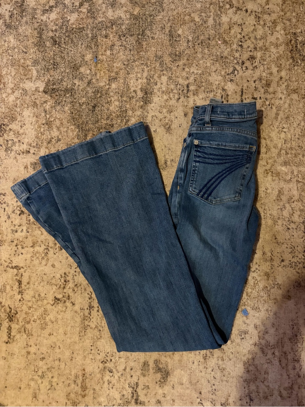 7 For All Mankind Blue Wide-Leg Flare Jeans